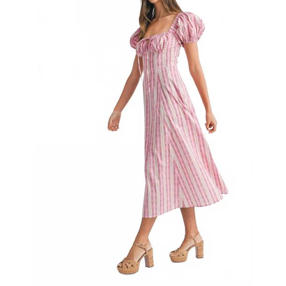 NEW MABLE lennox midi dress in pink - Picture 2 of 5